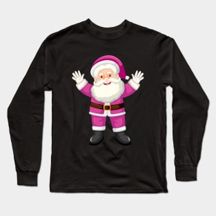 Retro Vintage Pink Santa Claus Long Sleeve T-Shirt